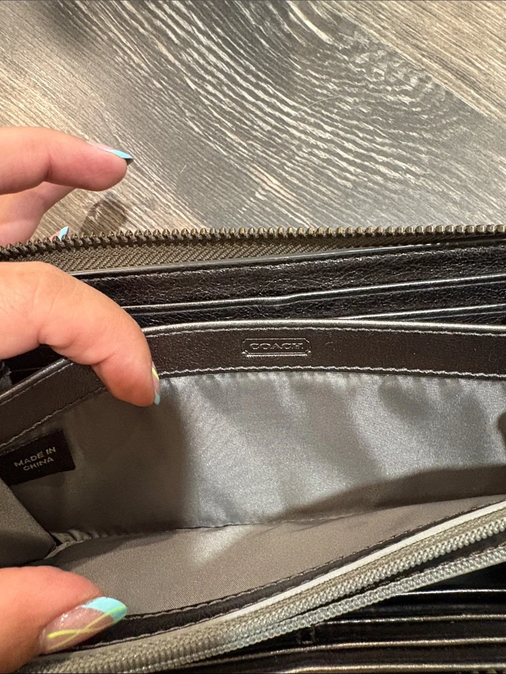 Coach Patent Leather Wallet in Olive